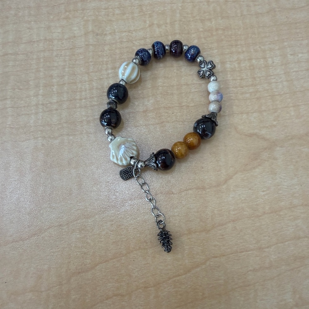 5 Multicolor Beaded Charm Bracelets with Accents